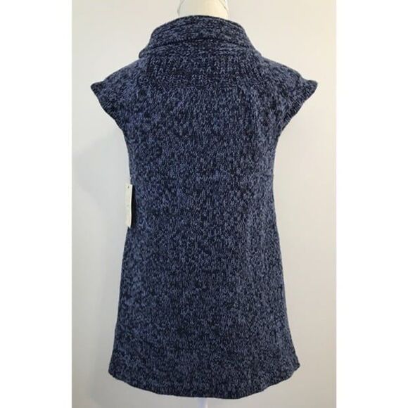 Derek Heart Cardigan Sweater Vest Juniors Medium Cap Sleeve Cowl Neck Blue NWT - Picture 4 of 10